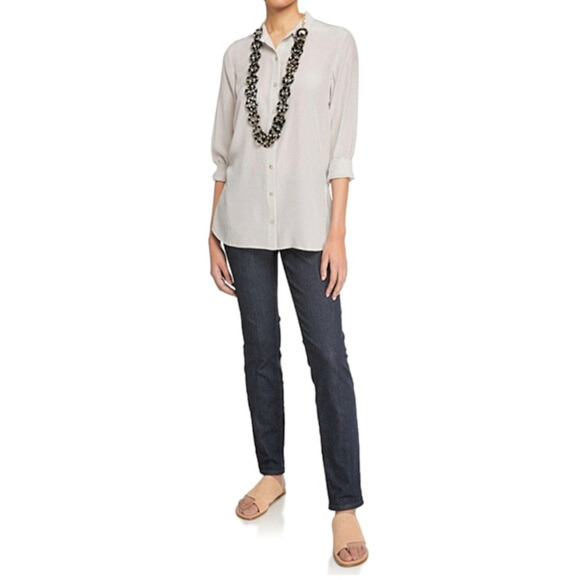 Eileen Fisher Women's Skinny Jeans - Dark Blue Mid-rise - Picture 4 of 11